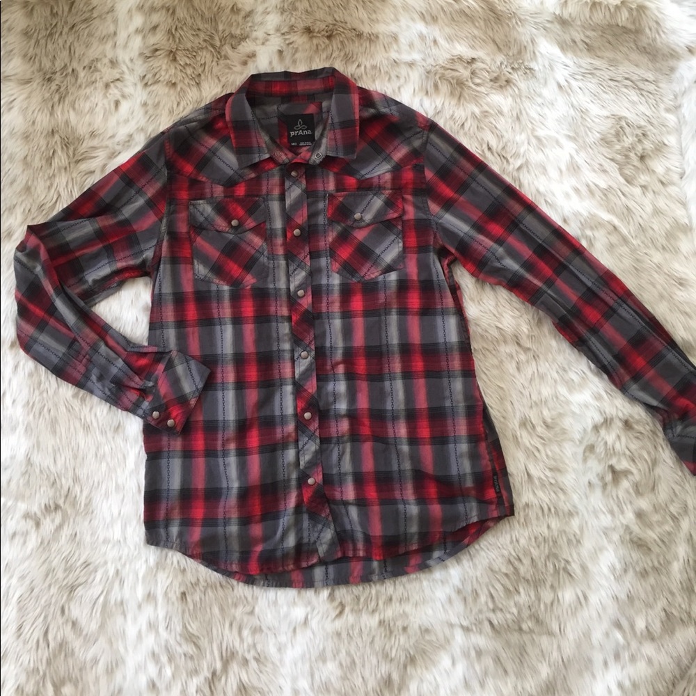 Men's Red/Gray Plaid Shirt