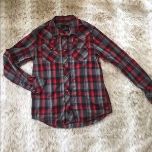 Men's Red/Gray Plaid Shirt
