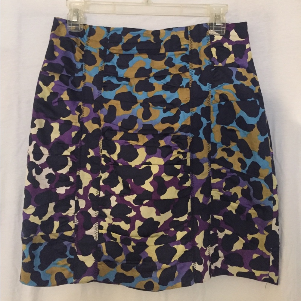 Print, shirred mini skirt