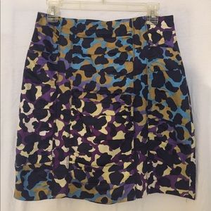 Print, shirred mini skirt