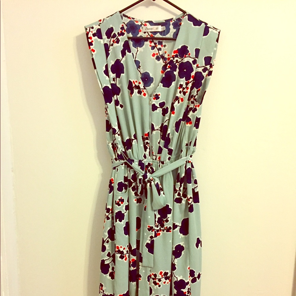 Mint floral midlength dress