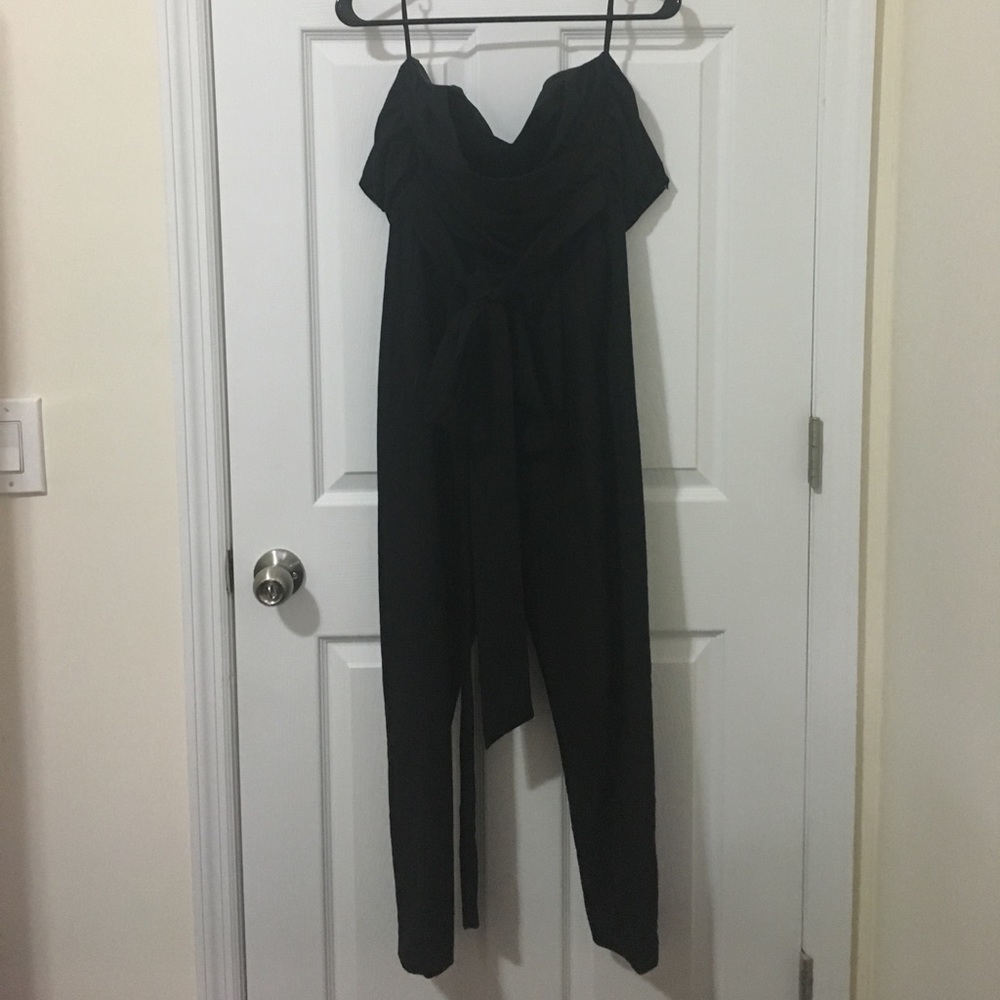 Asos petite black strapless jumpsuit 4p