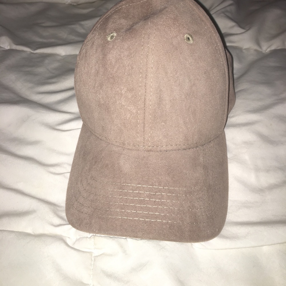 Taupe faux suede baseball cap
