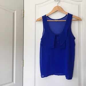 sheer blue blouse