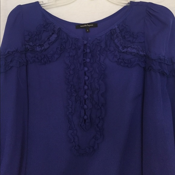 Cobalt blue chiffon long sleeve blouse - Picture 2 of 3