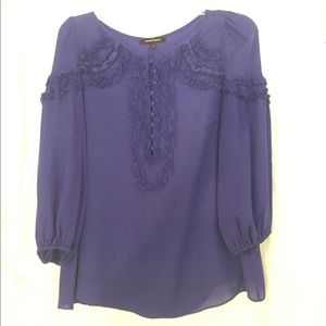 Cobalt blue chiffon long sleeve blouse