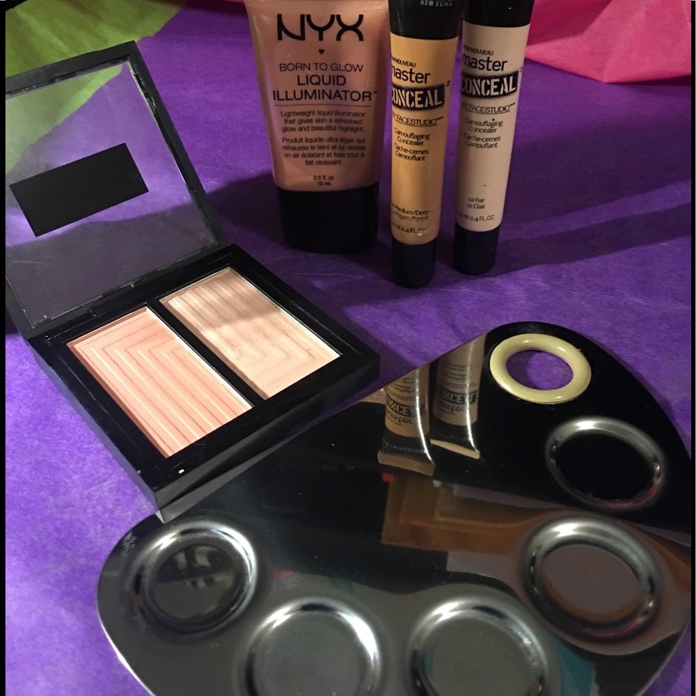Mayb Fit concealers. Mixer palette. NYX highlight