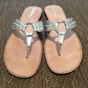 Lilly Pulitzer McKim Silver Sandals 8.5