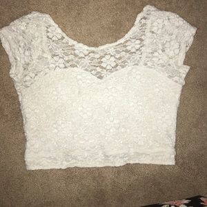 White lace crop top