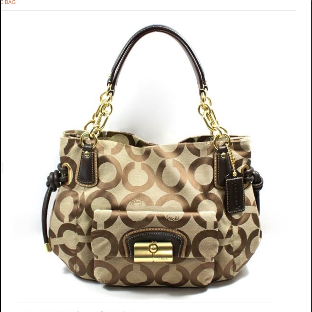 Coach Khaki Signature Op Art Canvas Kristin Tote