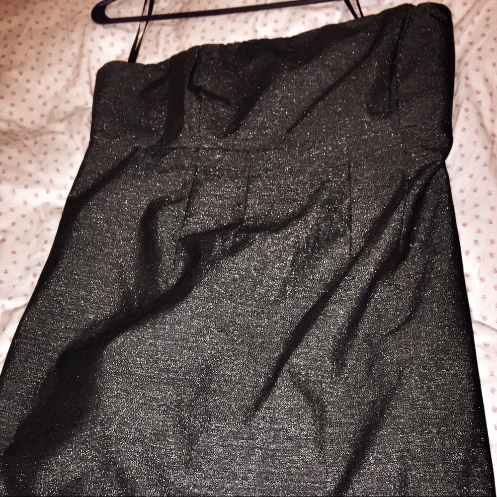 Gray glitter strapless dress