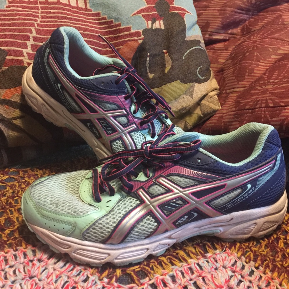 Asics gel-contend 2 teal sneakers size 9.5 SALE