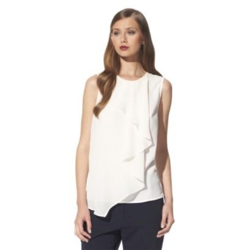 Sheer Cascading Ruffle Tank Top Blouse sleeveless