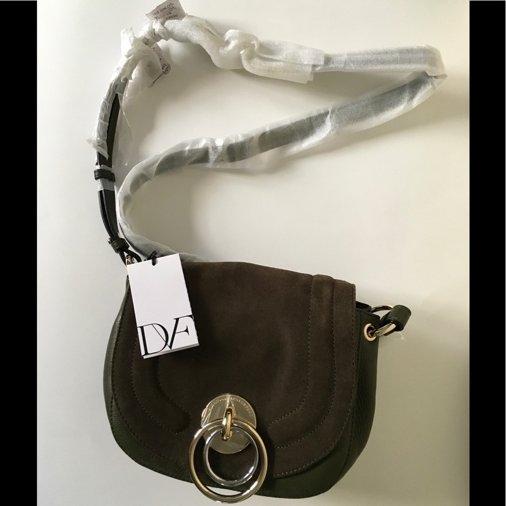 NWT Diane Von Furstenberg Green Leather Crossbody