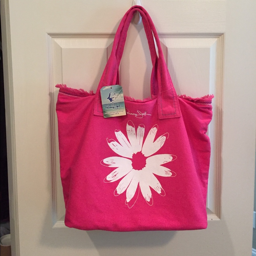 Panama Jack Beach Tote Pink with Flower