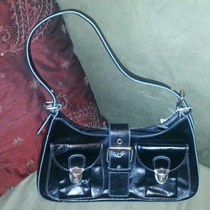 Hype black leather handbag with silver hardware
