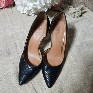 Black Snake embossed black heels