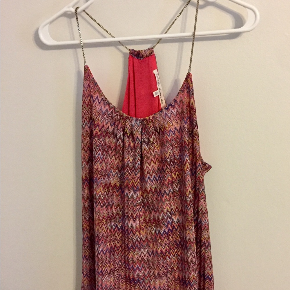 Pink print top with chain straps