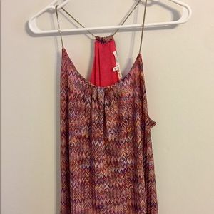 Pink print top with chain straps