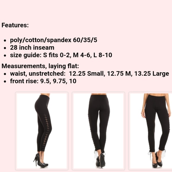High waist black lace up side ankle leggings - Picture 3 of 5
