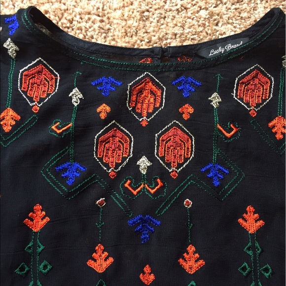 Lucky Brand Black blouse with embroidery - Picture 2 of 3