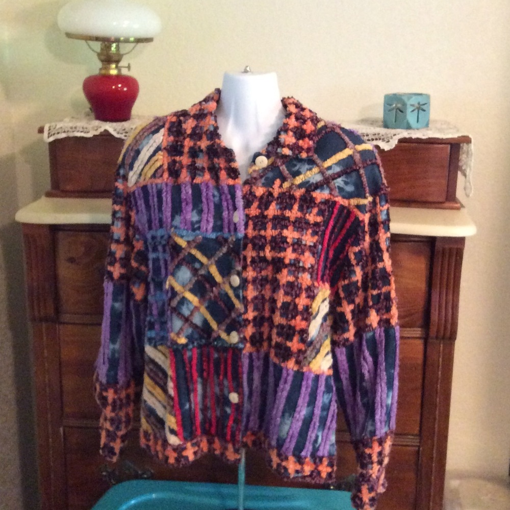 Vintage bedspread lined jacket & side pockets