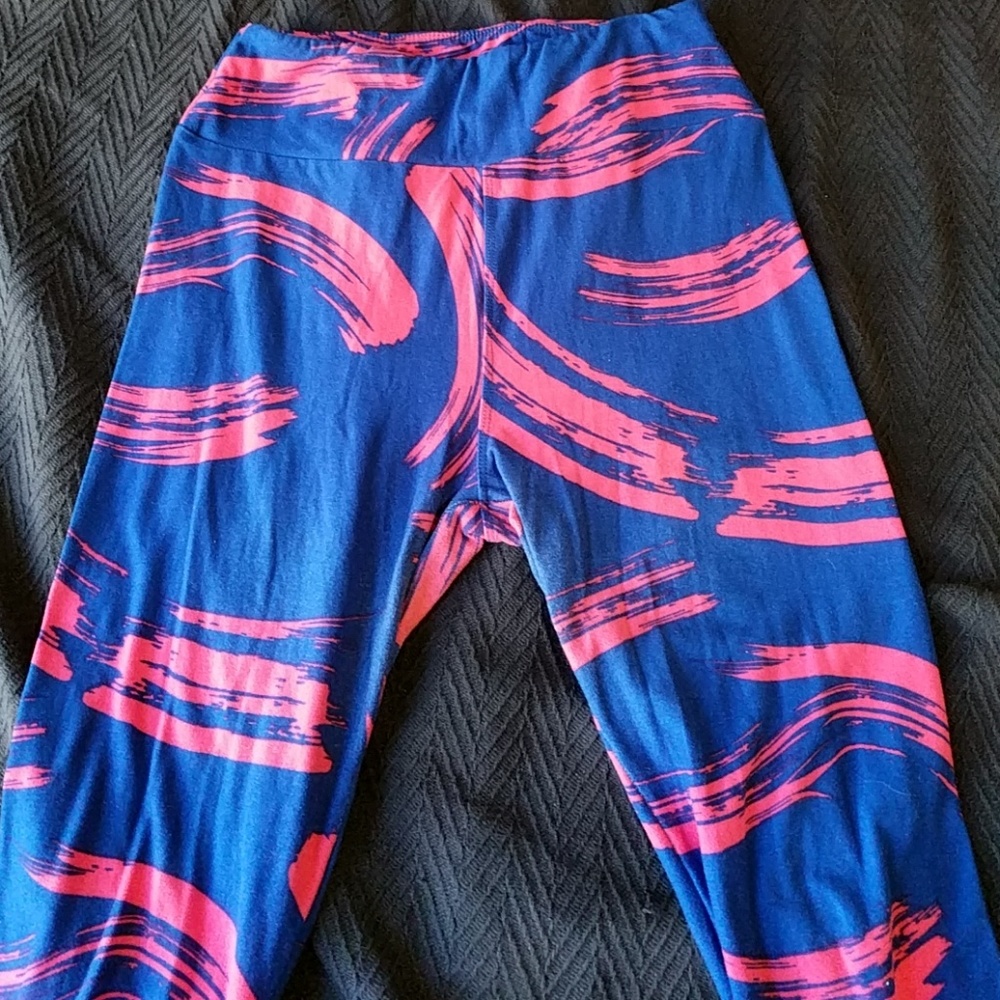 LuLaRoe OS Leggings Blue & Pink