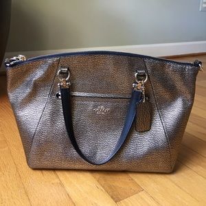Metallic Gold and Black Pebble Coach Purse