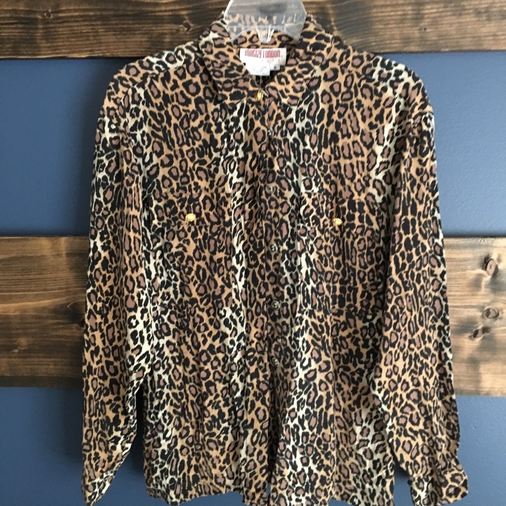Cheetah Print Button-down Blouse