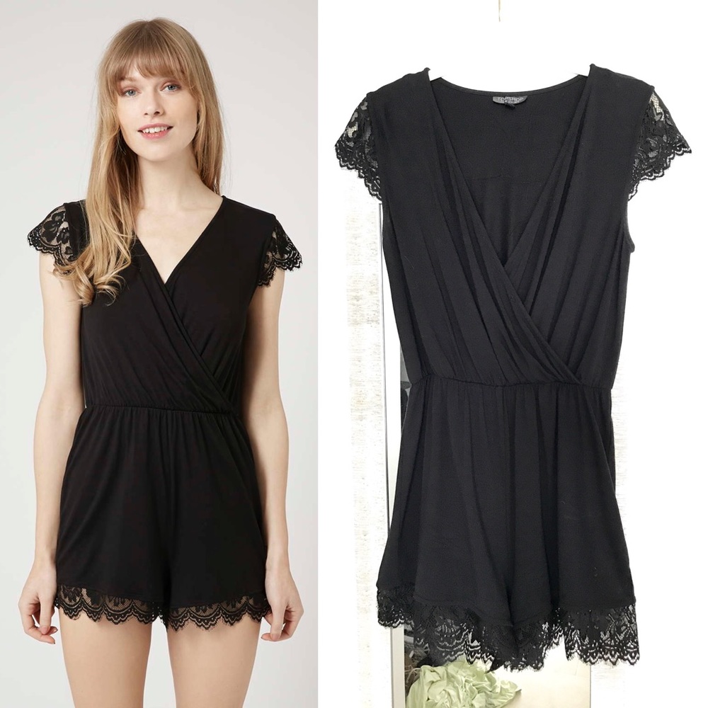 NEVER WORN TOPSHOP Lace cap sleeve romper