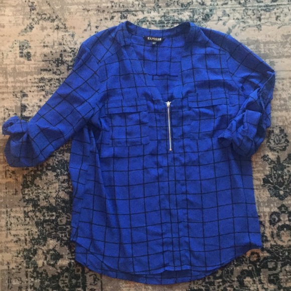 Express Tops - Zip-front v neck blouse from Express - Like New!