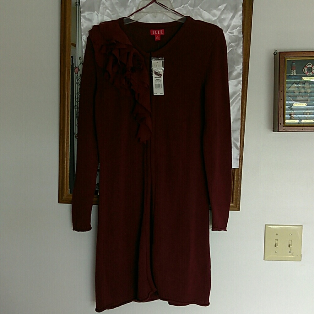 Elle Women's Tawny Port sweater jacket