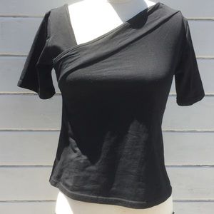 Black Asymmetric Neckline Top, Festival friendly