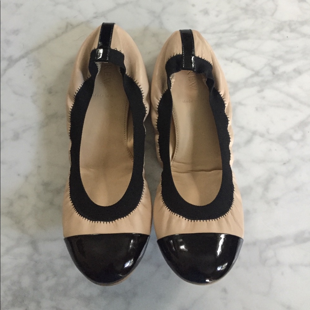 J.Crew Mila Cap toe leather ballet flats