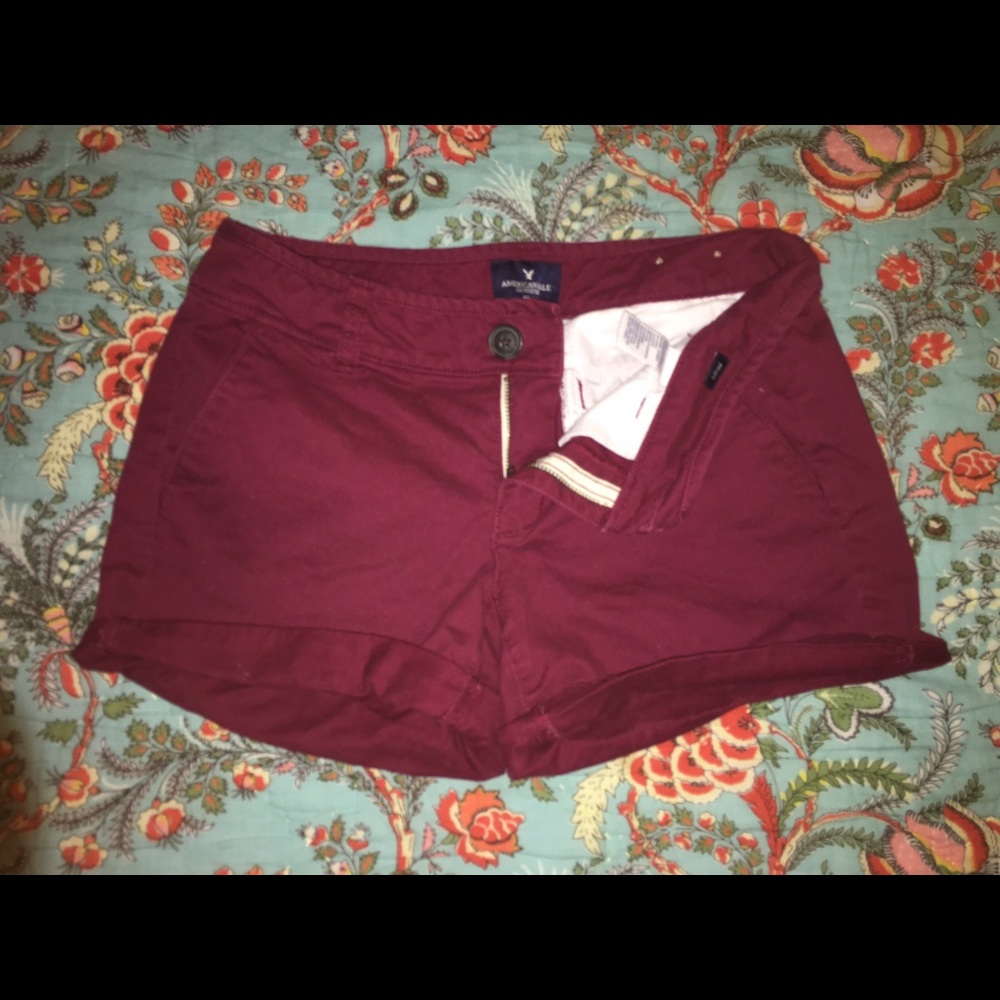 Maroon AEO midi shorts