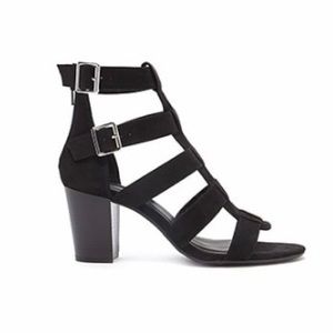 Faux Suede Caged Heels