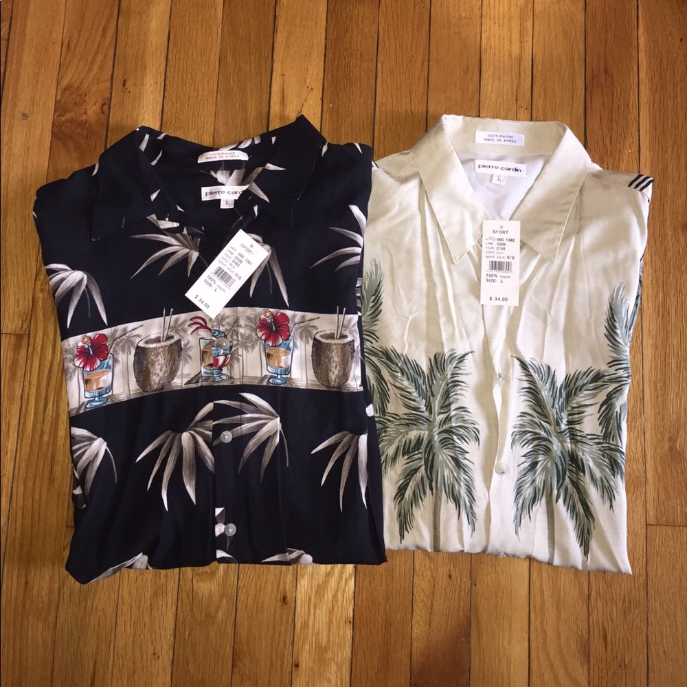 2 men's Pierre Cardin short sleeve Hawaiian shirts