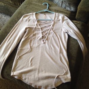 Free People lace up top