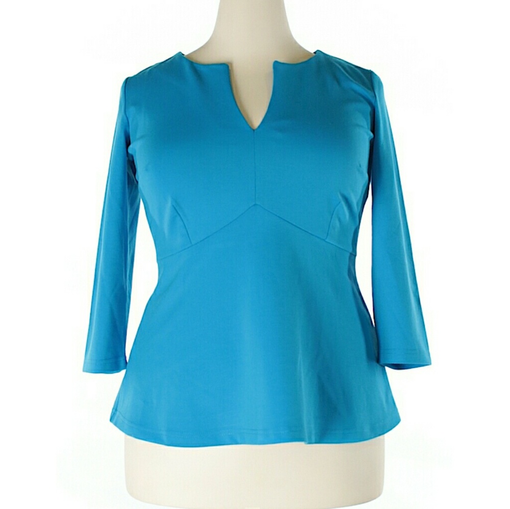 Blue v-neck blouse