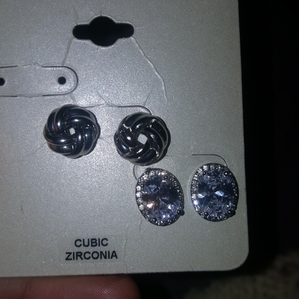 NEW - Beautiful CZ Earring Set - Both for 20$