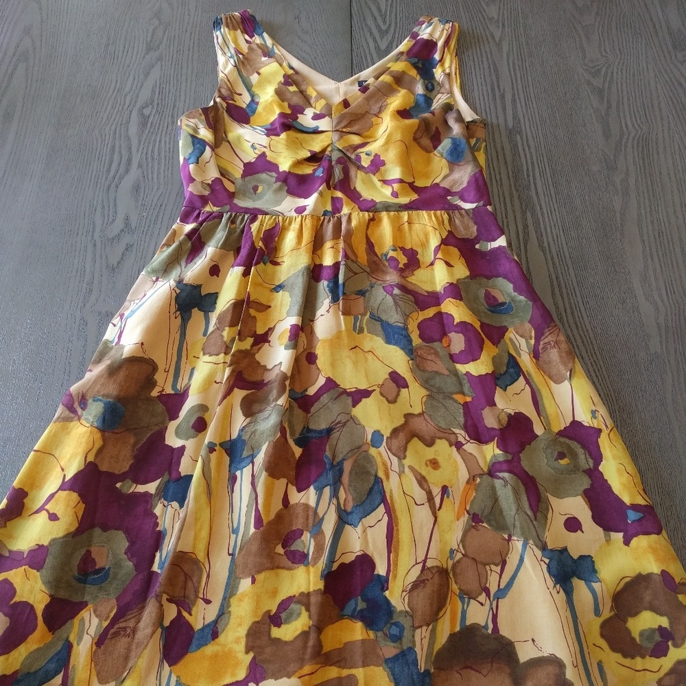 Banana Republic Floral Print Silk Dress
