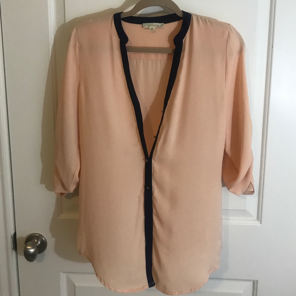Pink and blue button down blouse