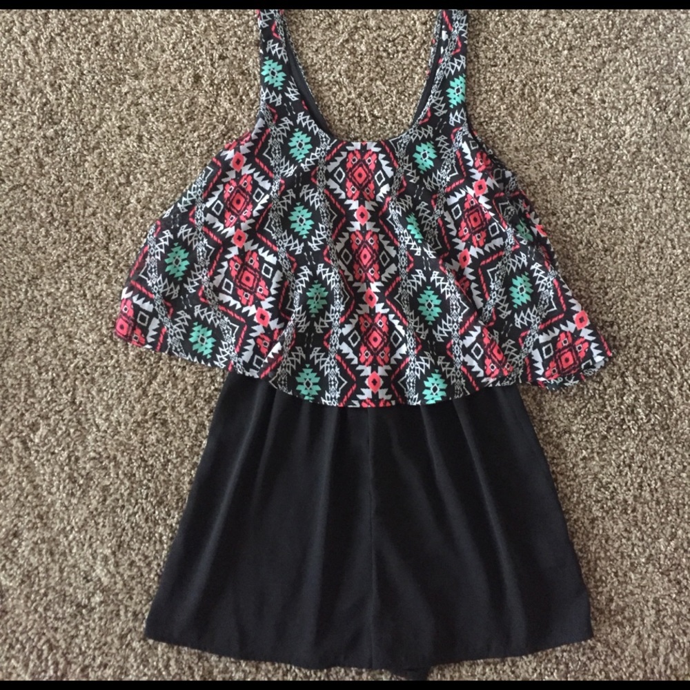 Black Tribal sleeveless romper