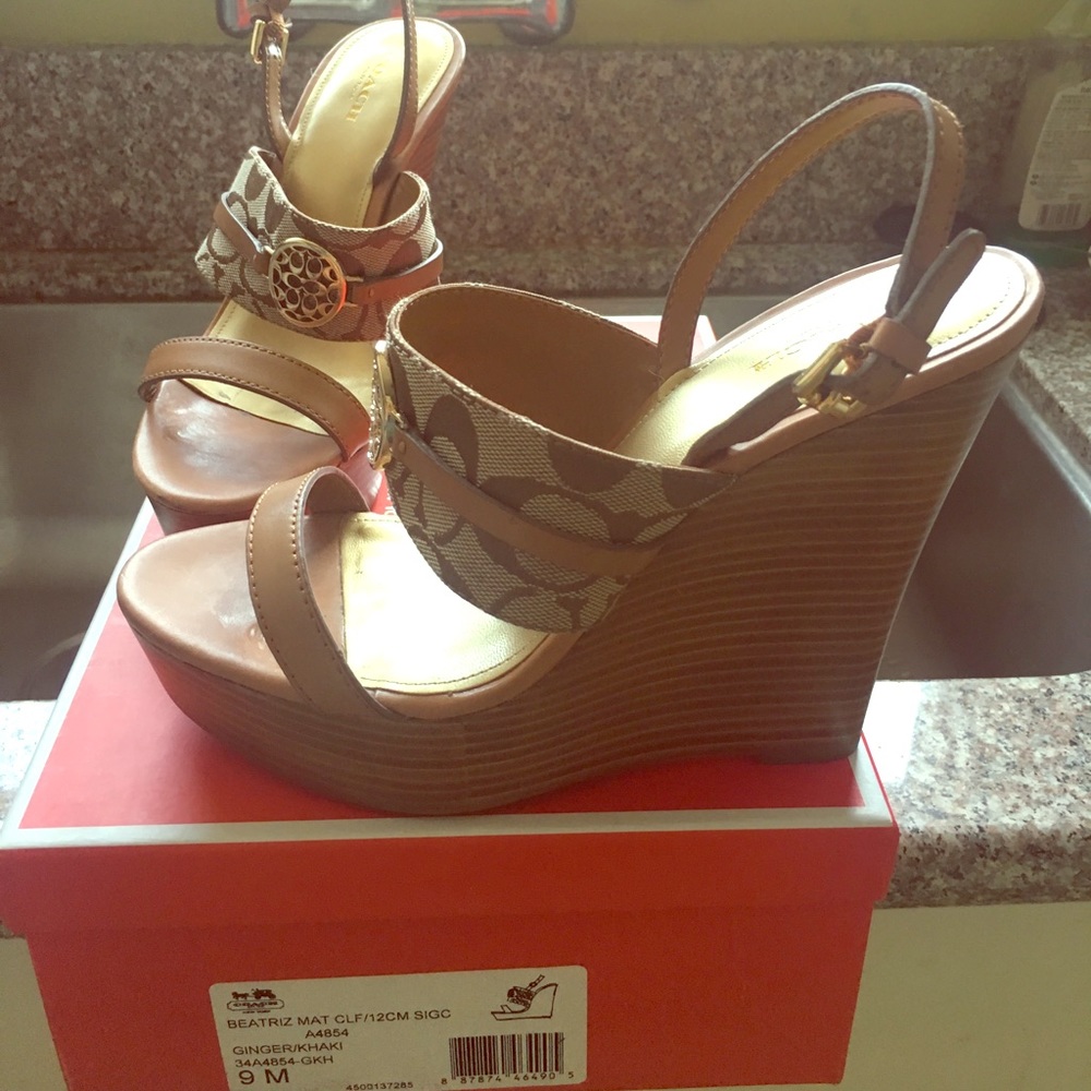 Coach Beatriz platform sling back wedge sandal