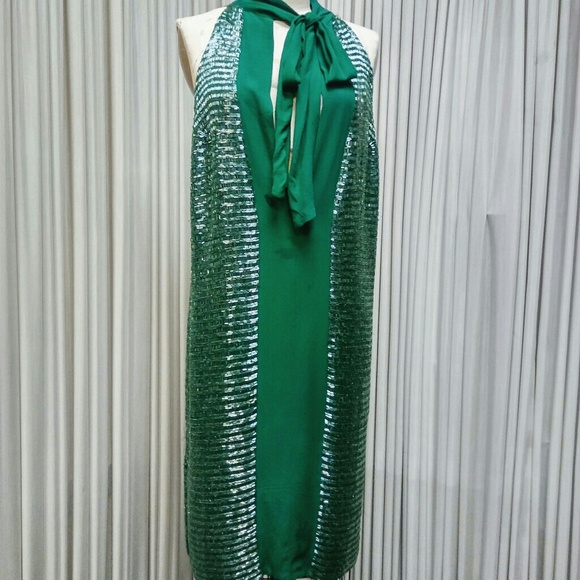 Green flapper style sequin dress - Picture 1 of 4