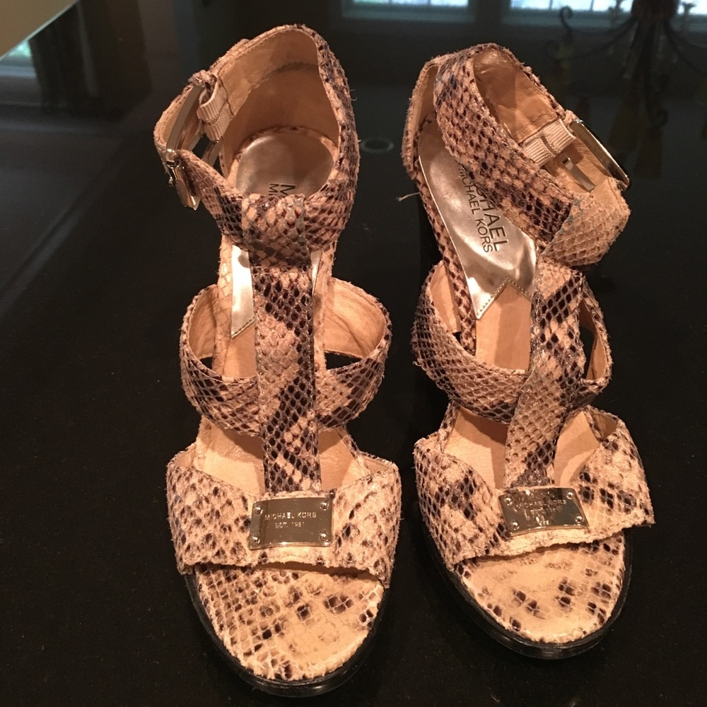 Michael Kors platform snakeskin embossed sandal