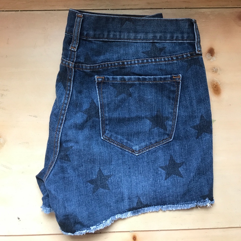 Star Print Denim Shorts