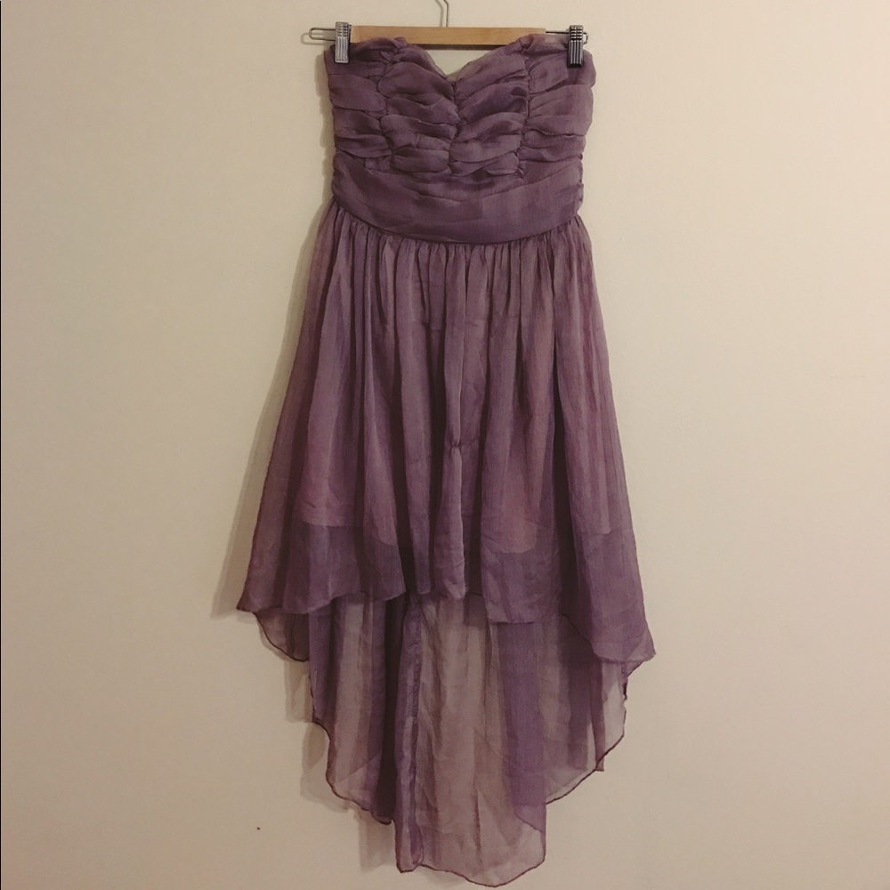 Lilac High Low Strapless Dress