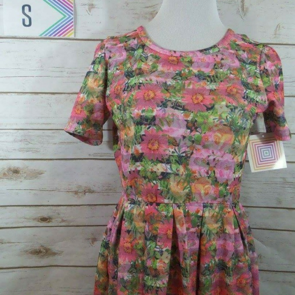 🦄 Lularoe Floral Stripe Amelia Dress S NWT 🦄