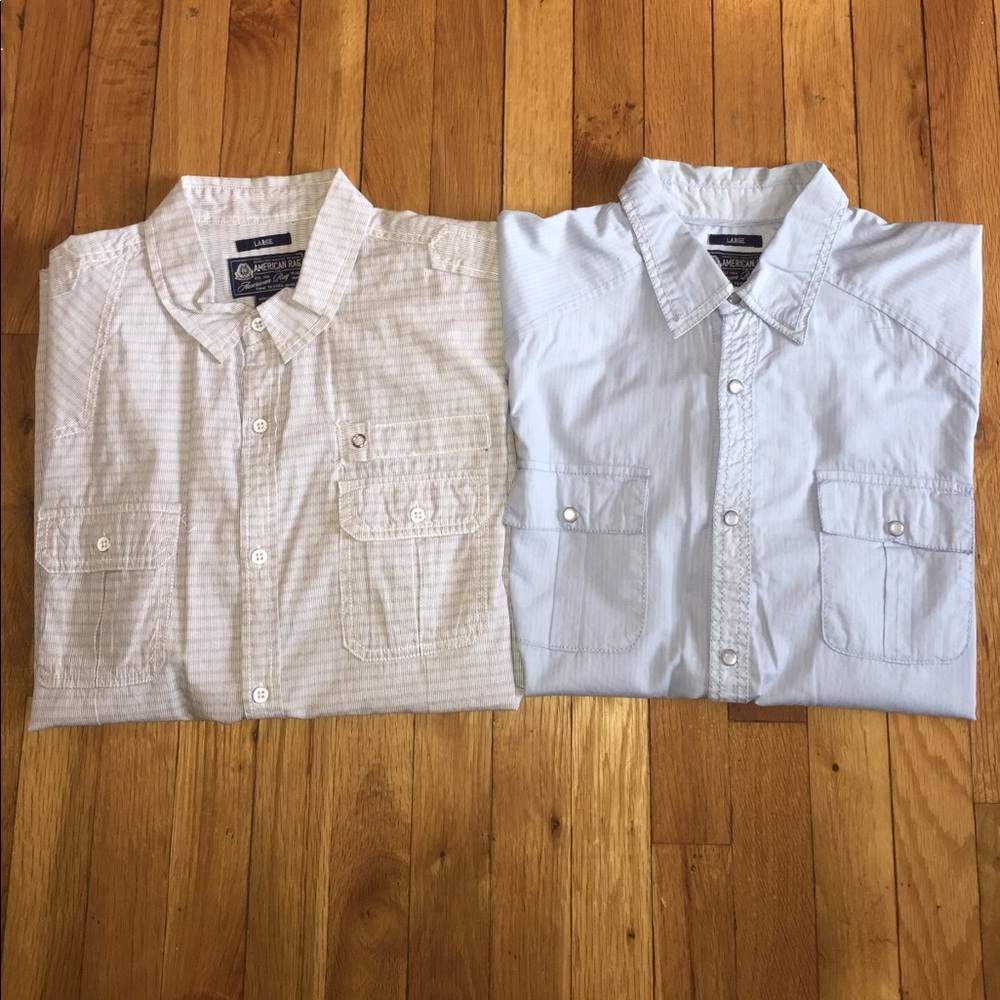 2 men's short sleeve American Rag casual shirts